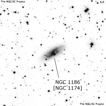 Negativní snímek oblohy NGC 1186