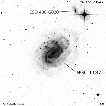 Negativní snímek oblohy NGC 1187