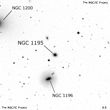 Negativní snímek oblohy NGC 1195