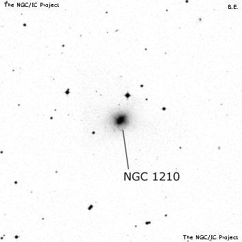 Negativní snímek oblohy NGC 1210