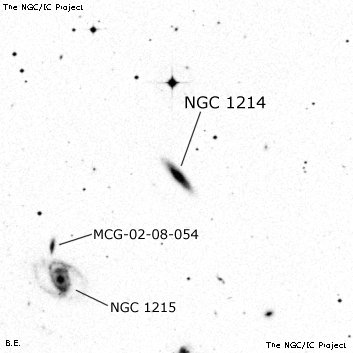Negativní snímek oblohy NGC 1214