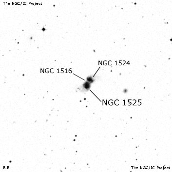 Negativní snímek oblohy NGC 1525