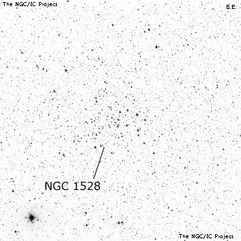Negativní snímek oblohy NGC 1528