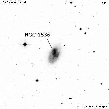 Negativní snímek oblohy NGC 1536