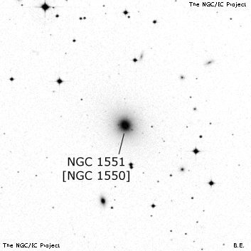 Negativní snímek oblohy NGC 1551