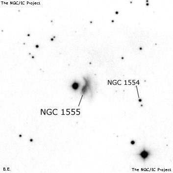 Negativní snímek oblohy NGC 1555