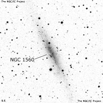 Negativní snímek oblohy NGC 1560