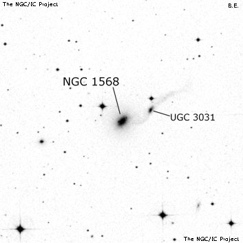 Negativní snímek oblohy NGC 1568