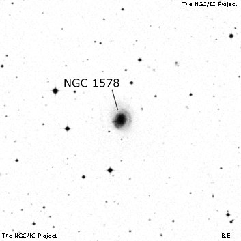 Negativní snímek oblohy NGC 1578