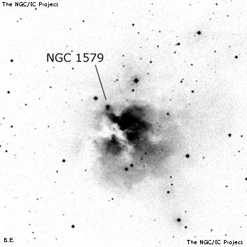 Negativní snímek oblohy NGC 1579