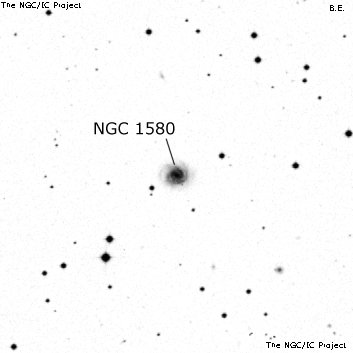 Negativní snímek oblohy NGC 1580