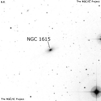 Negativní snímek oblohy NGC 1615