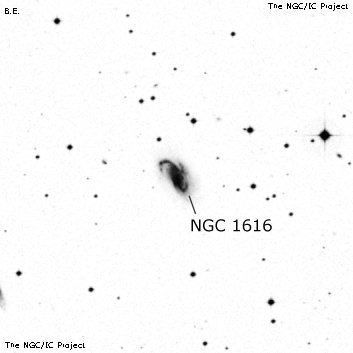 Negativní snímek oblohy NGC 1616