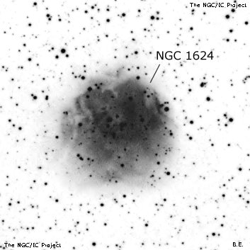 Negativní snímek oblohy NGC 1624