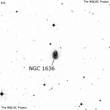 Negativní snímek oblohy NGC 1636