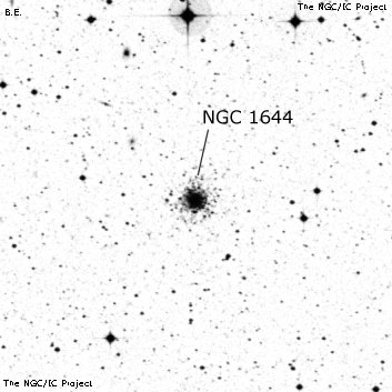 Negativní snímek oblohy NGC 1644