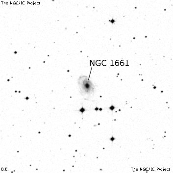 Negativní snímek oblohy NGC 1661