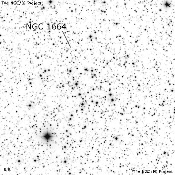 Negativní snímek oblohy NGC 1664