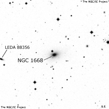 Negativní snímek oblohy NGC 1668