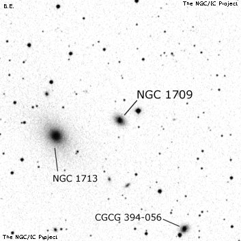 Negativní snímek oblohy NGC 1709