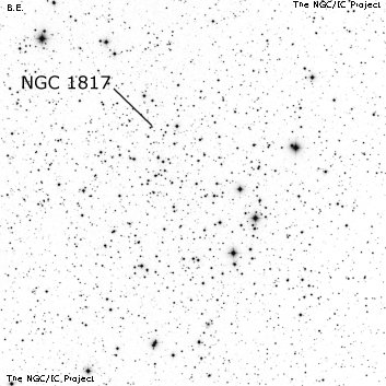Negativní snímek oblohy NGC 1817