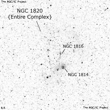 Negativní snímek oblohy NGC 1820