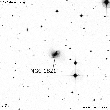 Negativní snímek oblohy NGC 1821