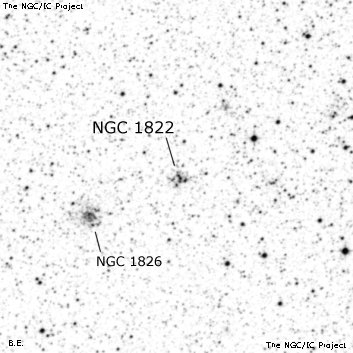 Negativní snímek oblohy NGC 1822
