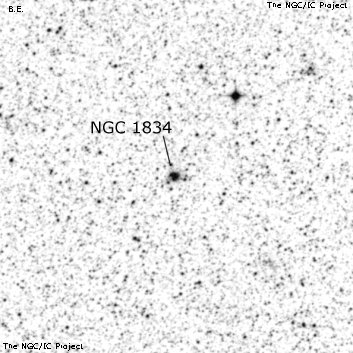 Negativní snímek oblohy NGC 1834
