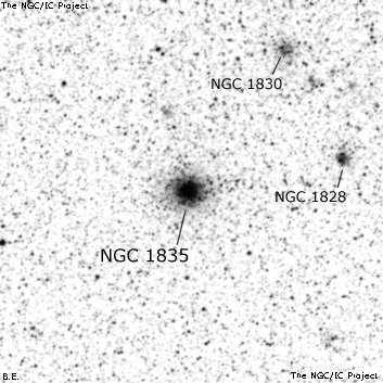 Negativní snímek oblohy NGC 1835