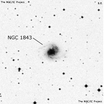 Negativní snímek oblohy NGC 1843