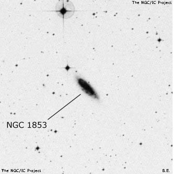 Negativní snímek oblohy NGC 1853