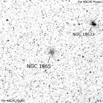 Negativní snímek oblohy NGC 1865