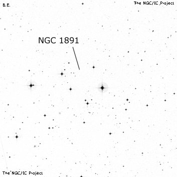 Negativní snímek oblohy NGC 1891