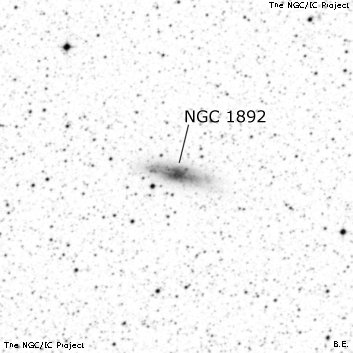 Negativní snímek oblohy NGC 1892