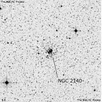 Negativní snímek oblohy NGC 2140