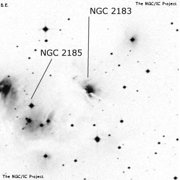 Negativní snímek oblohy NGC 2183