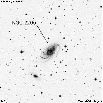 Negativní snímek oblohy NGC 2206