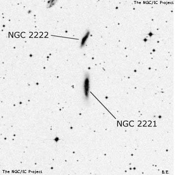 Negativní snímek oblohy NGC 2221