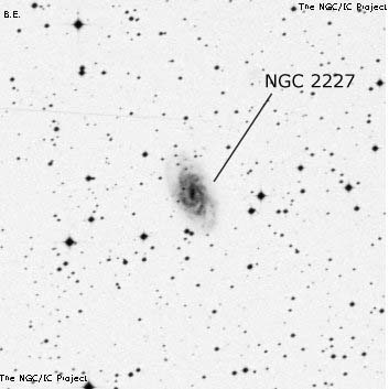 Negativní snímek oblohy NGC 2227