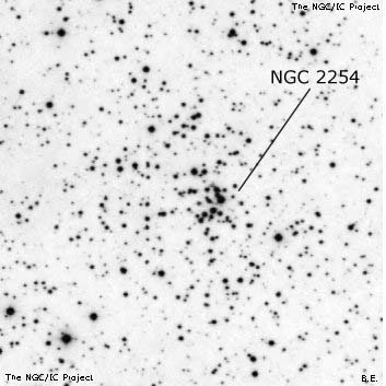 Negativní snímek oblohy NGC 2254