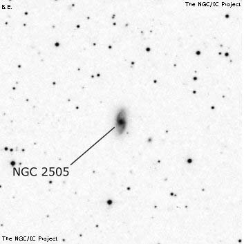 Negativní snímek oblohy NGC 2505