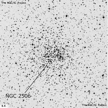 Negativní snímek oblohy NGC 2506