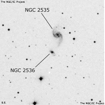 Negativní snímek oblohy NGC 2536