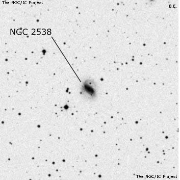 Negativní snímek oblohy NGC 2538