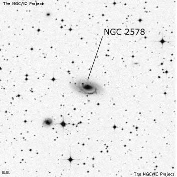Negativní snímek oblohy NGC 2578