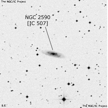 Negativní snímek oblohy NGC 2590