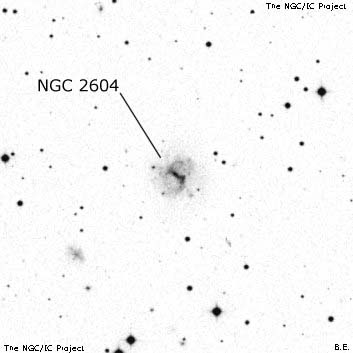 Negativní snímek oblohy NGC 2604