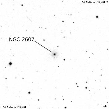 Negativní snímek oblohy NGC 2607
