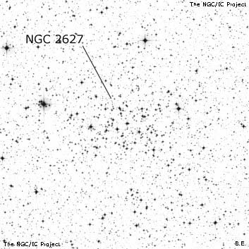 Negativní snímek oblohy NGC 2627